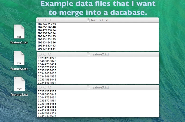 Sqlite3 database database input txtfiles