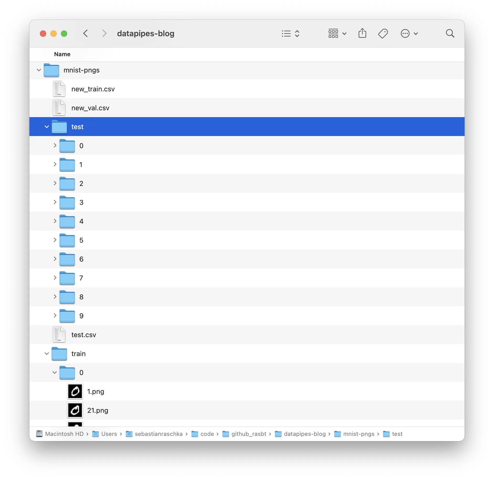 Datapipes mnist folder