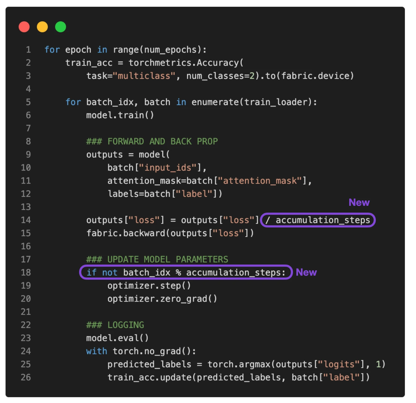 Llm grad accumulation updated training loop
